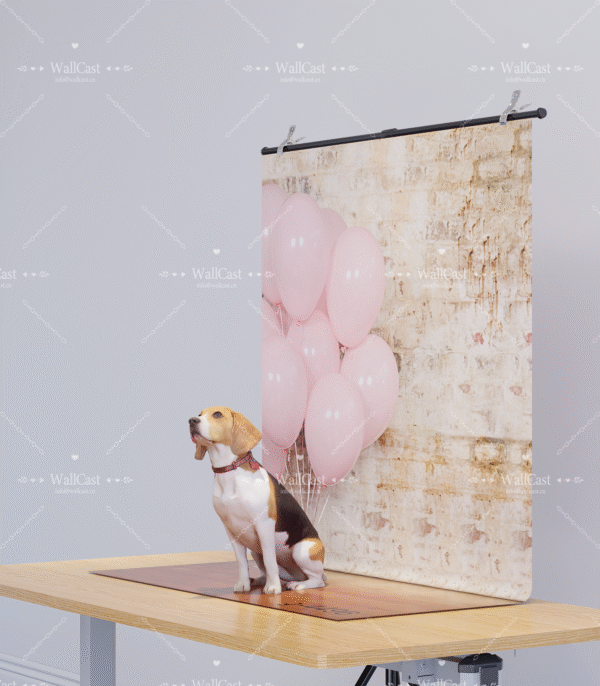 Sweet Balloons Pet Scene Pink Balloon Brick Pet Photography Backdrop