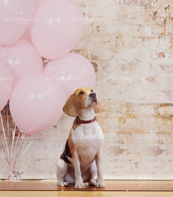 4_2 Pink Balloon Brick Pet Photography Backdrop
