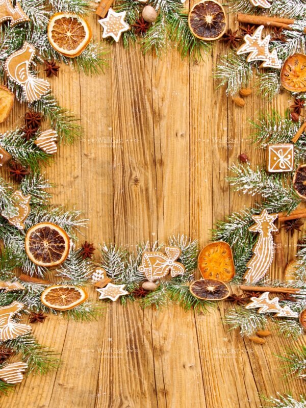 Cozy Holiday Vibe Christmas Gingerbread Pet Photography Backdrop by WallCast – Cozy Holiday-Themed Pet Photography Live Streaming Background