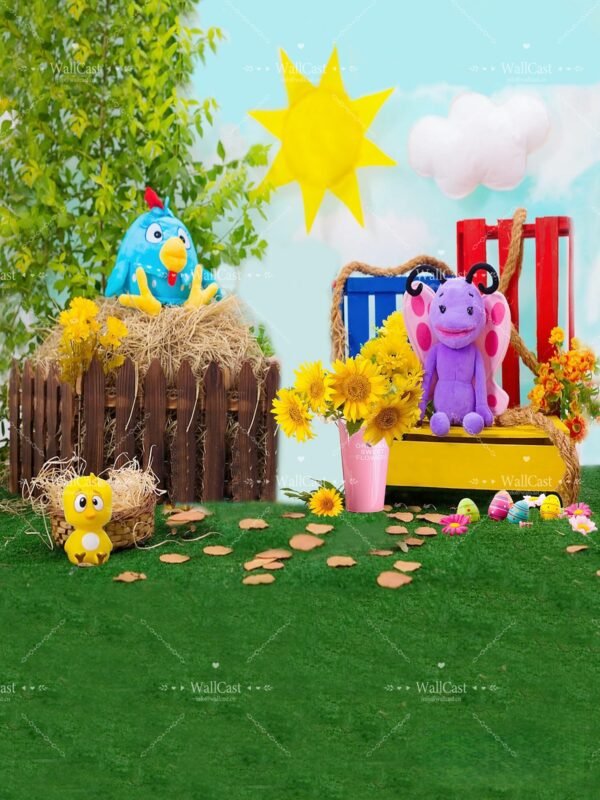 Dog Photo Backdrop Spring Garden Pet Photography Backdrop by WallCast – Cheerful Vibe-Themed Pet Photography Background