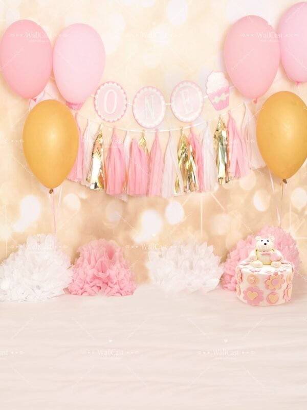 Pink Gold One Pet Birthday Photography Backdrop by WallCast – Festive Party-Themed Pet Photography Background Pink Gold One Pet Birthday Photography Backdrop by WallCast – Festive Party-Themed Pet Photography Background