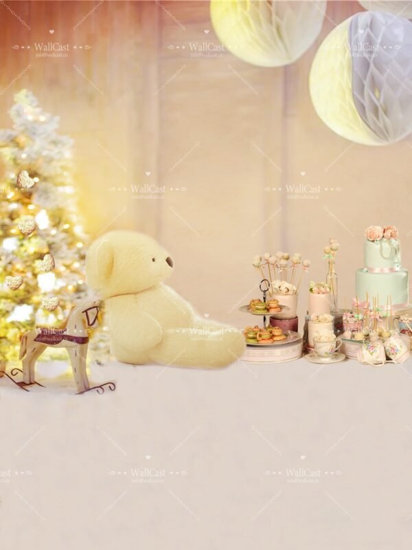 Teddy Bear Christmas Pet Photography Backdrop by WallCast – Warm Festive-Themed Pet Photography Background Teddy Bear Christmas Pet Photography Backdrop by WallCast – Warm Festive-Themed Pet Photography Background