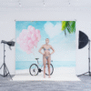 1_10 Beach Bicycle & Pink Balloon Photography Backdrop