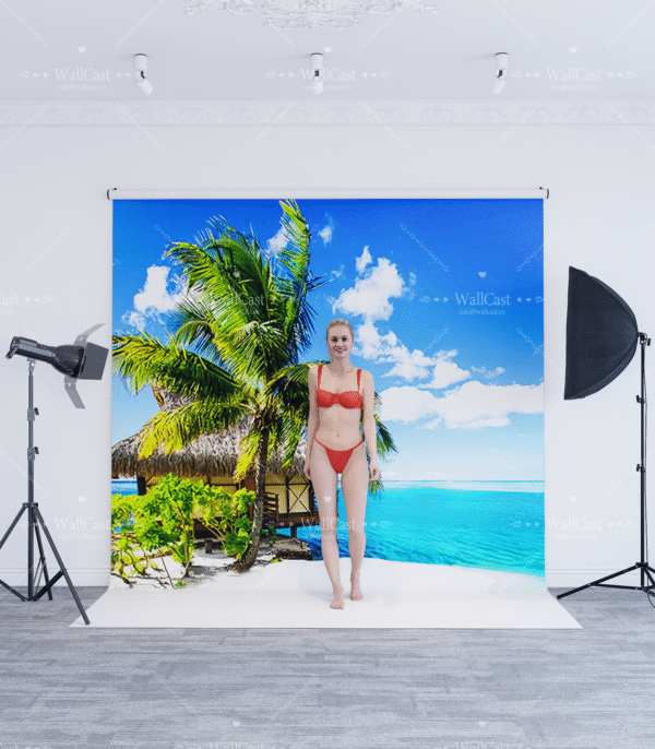 1_12 Tropical Beach Hut & Palm Tree Photography Backdrop