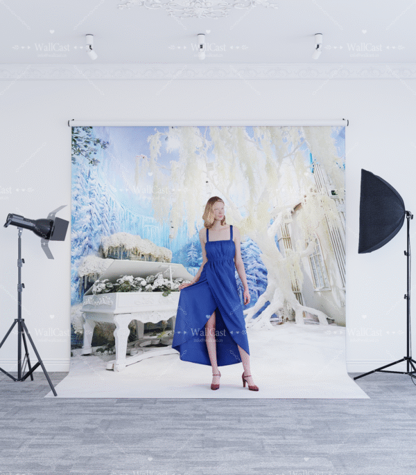 1_4 Snowy Piano & Frosted Tree Photography Backdrop