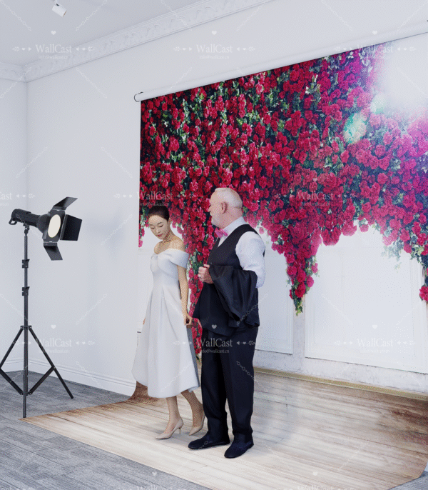 2_13 Red Rose Flower Waterfall Backdrop