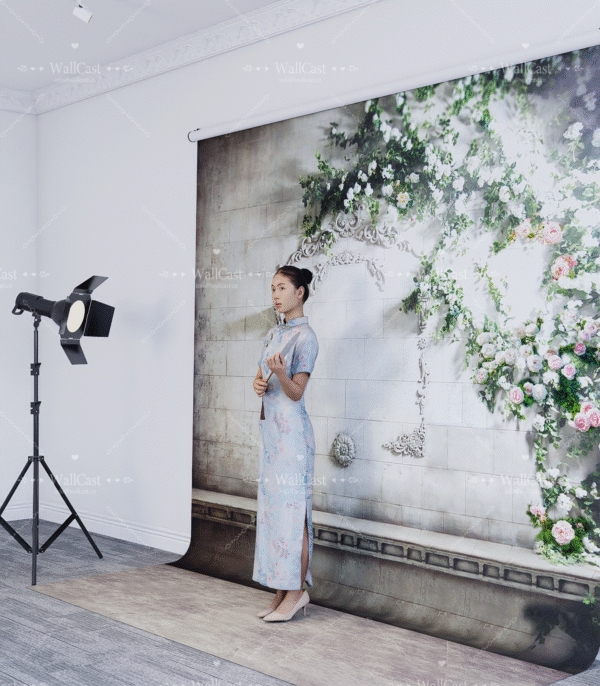 2_14 European Floral Vine Stone Wall Backdrop