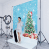 2_6 Blue Snowy Christmas Tree Photography Backdrop