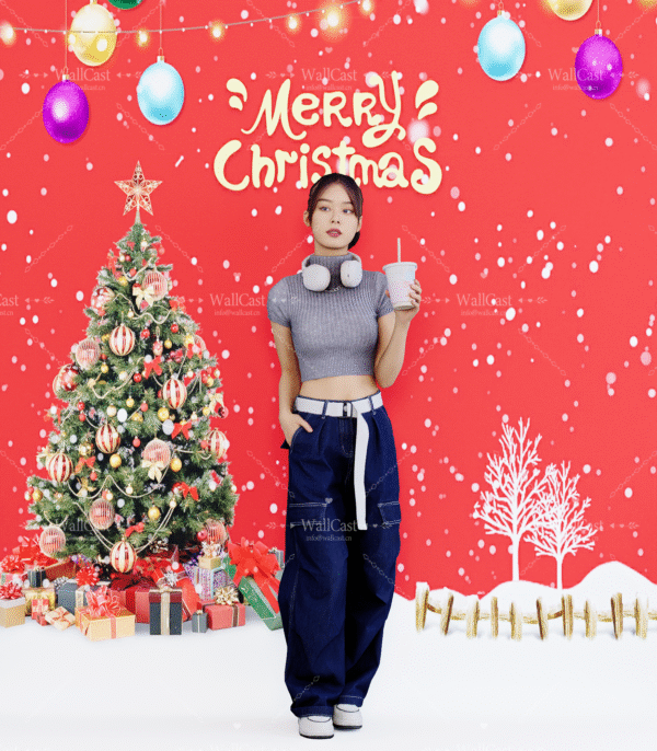 3_5 Red Merry Christmas Photography Backdrop