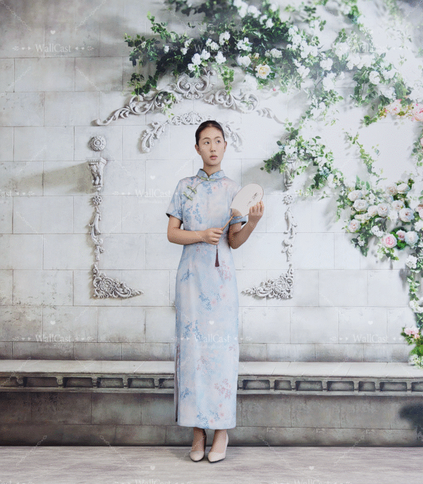 Flower Vine Carved Wall European Floral Vine Stone Wall Backdrop