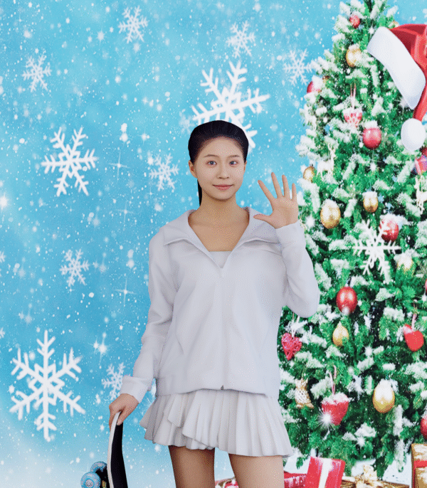 With Christmas Snowflakes Blue Snowy Christmas Tree Photography Backdrop