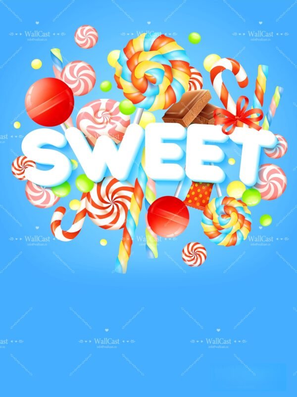 Sweet Treats Scene Candy Sweet Pet Photography Backdrop by WallCast – Colorful Treats-Themed Pet Photography Background