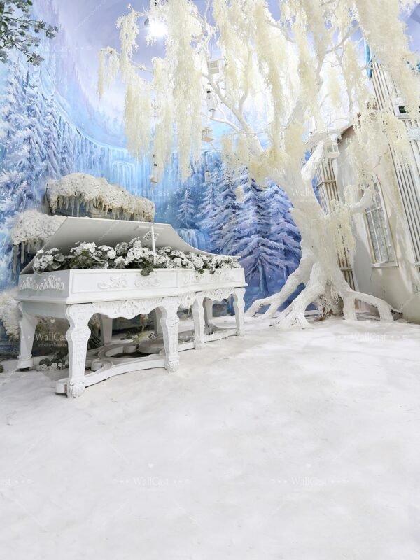 Appointment of Ice and Snow Melody Snowy Piano & Frosted Tree Photography Backdrop
