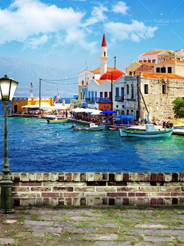 T-654 1.75x2_副本 Mediterranean Coastal Town Photography Backdrop