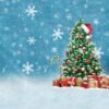 With Christmas Snowflakes Blue Snowy Christmas Tree Photography Backdrop
