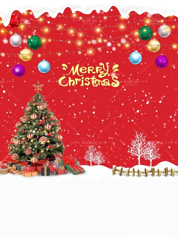 Joyful Christmas Scene Red Merry Christmas Photography Backdrop