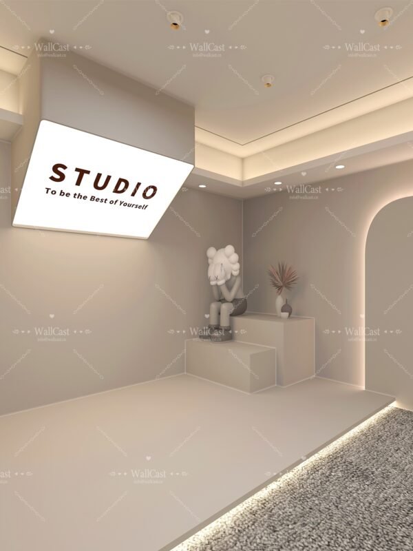 Elegant Art Realm Rest Place Beige Artistic Minimalist Studio Backdrop by WallCast – Soft Beige Studio Background for Art Toy Live Streaming & Creative Content