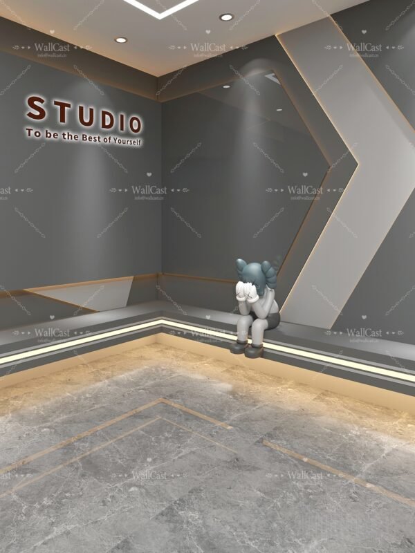 Brilliance Visual Space Minimalist Gray Art Studio Backdrop by WallCast – Gray Art Studio & Art Toy Themed Live Streaming Background