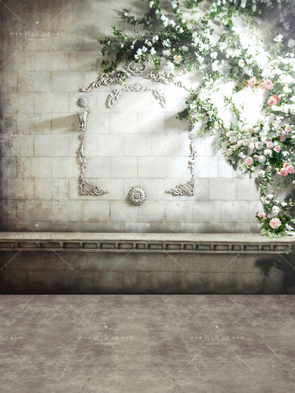 Flower Vine Carved Wall European Floral Vine Stone Wall Backdrop