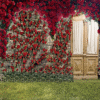 Vibrant Red Flower Wall Red Rose Floral Wall Backdrop
