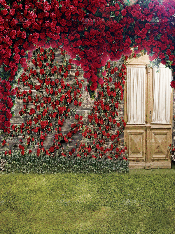 Vibrant Red Flower Wall Red Rose Floral Wall Backdrop