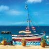 r-3574 1.75x2_副本 Greek Coastal Boat Photography Backdrop