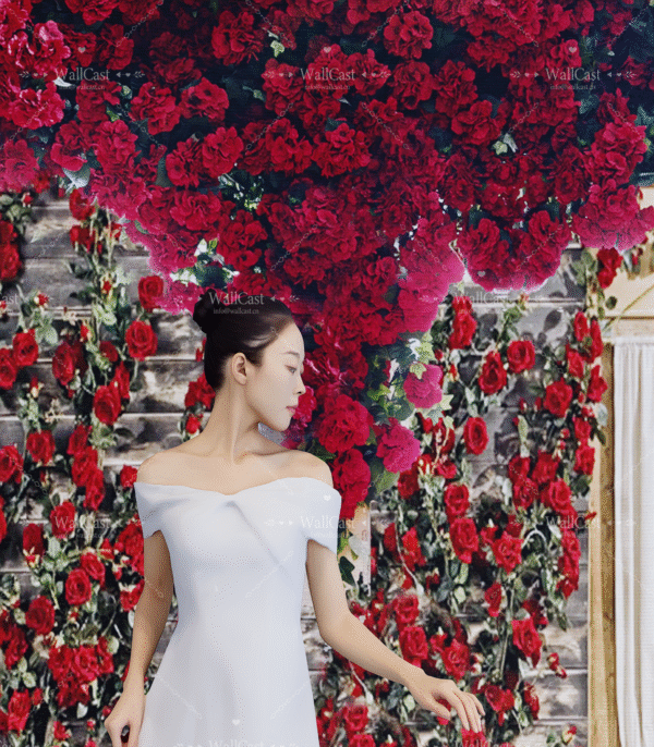 Vibrant Red Flower Wall Red Rose Floral Wall Backdrop