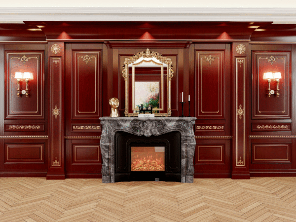 01_副本 Burgundy & Gold Ornate Panel Magnetic Backdrop - Baroque Luxury Wall Decor