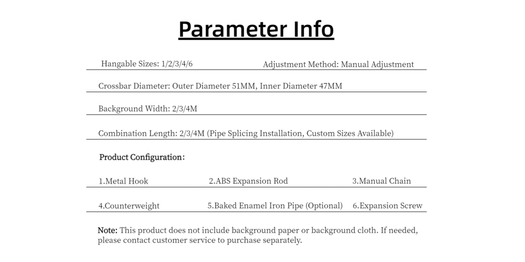 Manual Background Roller System - Multi-Install Adjustable for Studio & Live Streaming