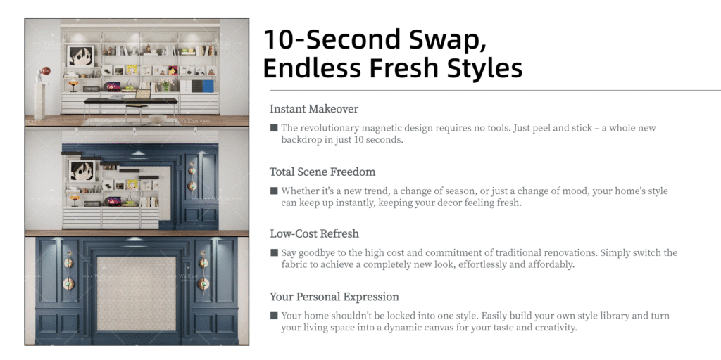 Dark Brown Ornate Panel & Botanical Screen Magnetic Backdrop - Luxury Wall Decor with Botanical Elements