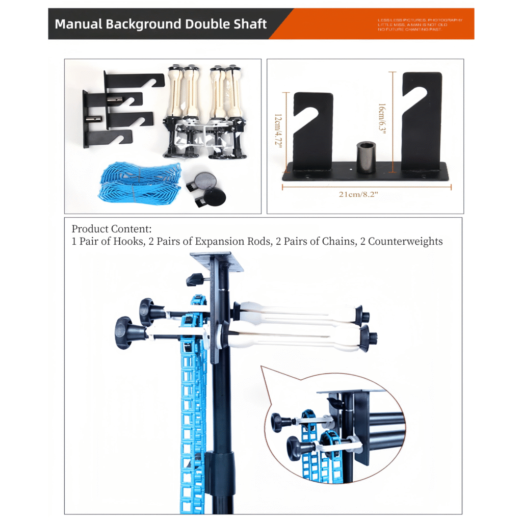 Manual Background Roller System - Multi-Install Adjustable for Studio & Live Streaming