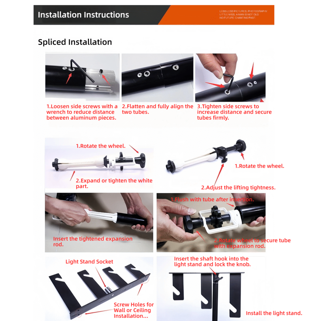 Manual Background Roller System - Multi-Install Adjustable for Studio & Live Streaming