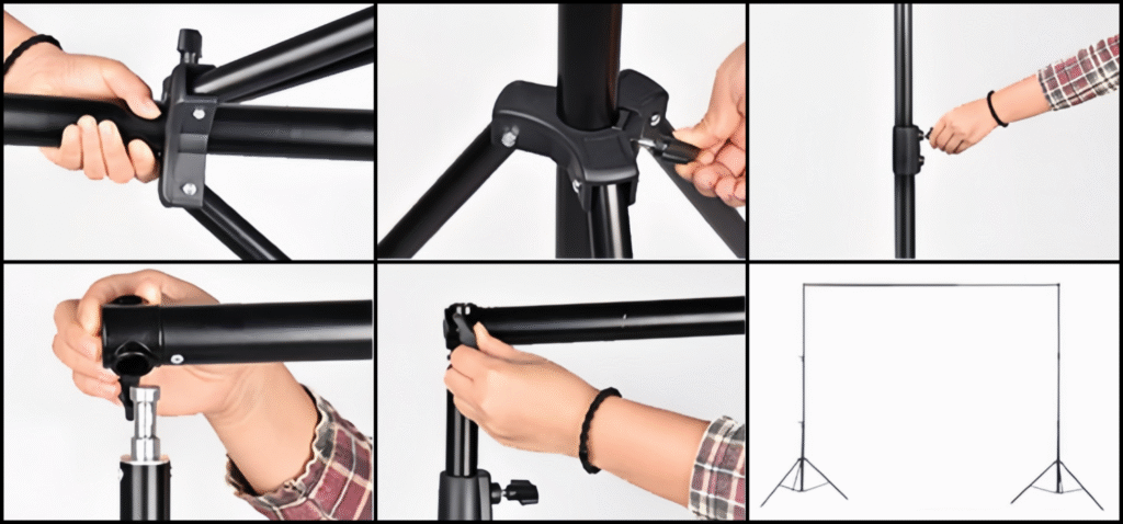 Photography Backdrop Stand - Flexible Height & Width Adjustment for Live Streaming & Photography