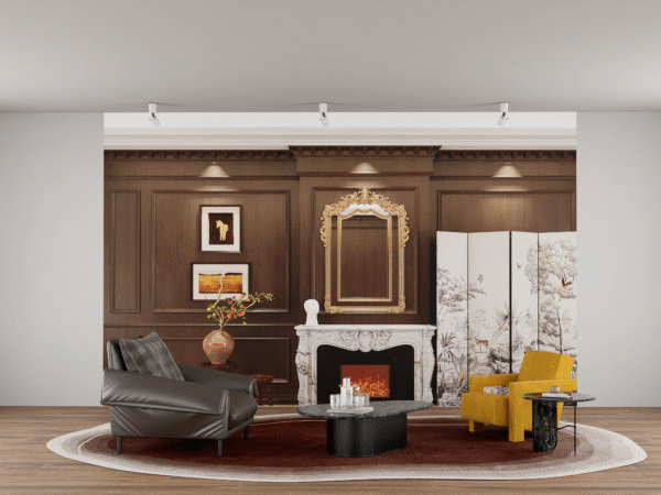 场景 2(5) Dark Brown Ornate Panel & Botanical Screen Magnetic Backdrop